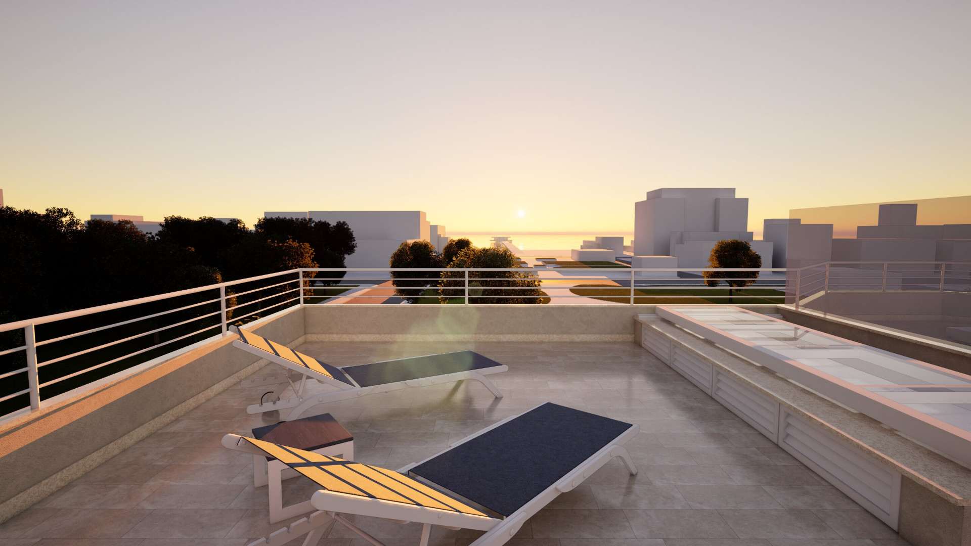 Terrazza al tramonto — vista mare verso il pontile di Lido di Camaiore