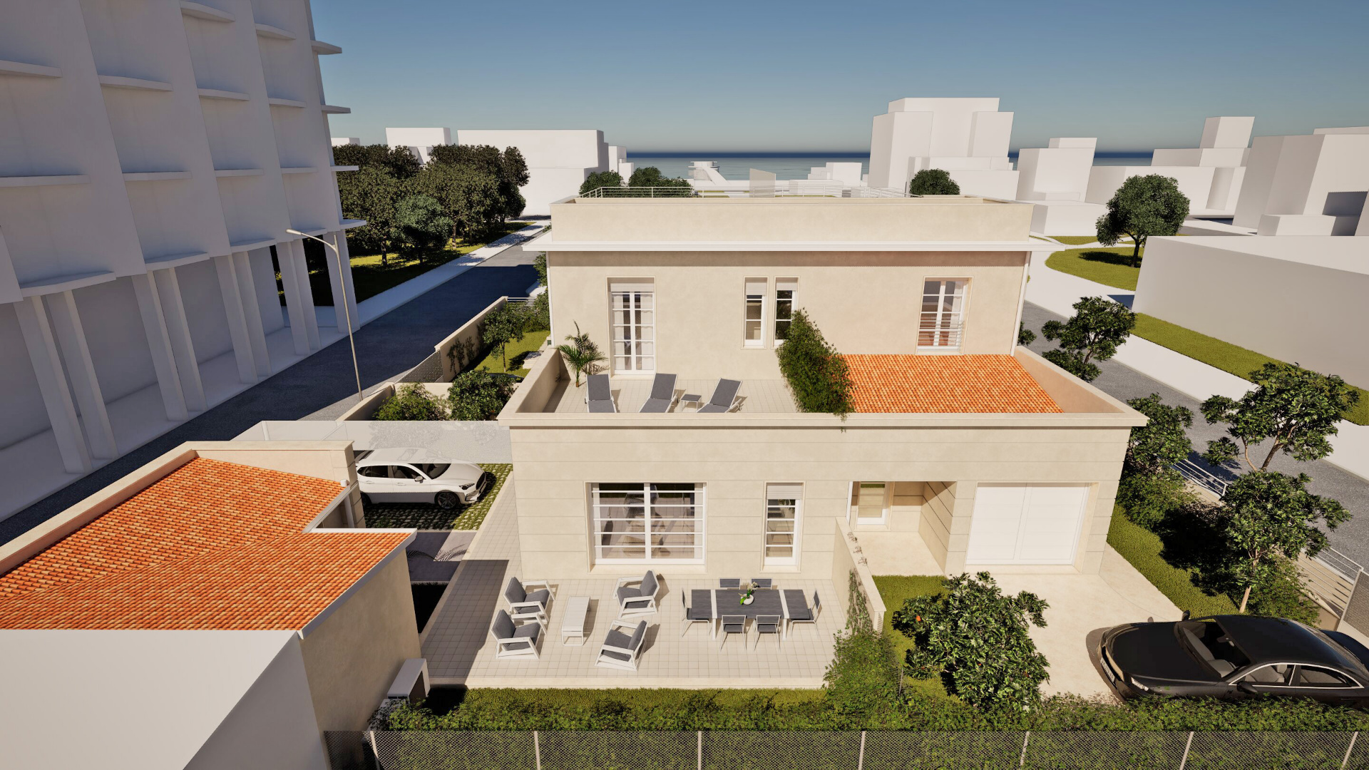 Vista aerea lato est (Alpi Apuane) — Villa Levante e garage Villa Maestrale